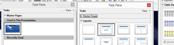 Showing the LibreOffice Impress task pane